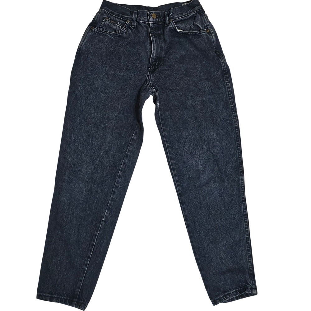Vintage Chic High Waisted Tapered Leg Jeans Dark Acid Wash Made in USA Size 8P